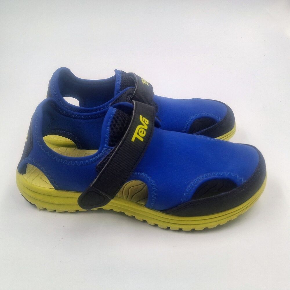 Teva Tidepool Sport Sandals Youth Size 1 Blue Lime Comfort Closed Toe Water Shoe